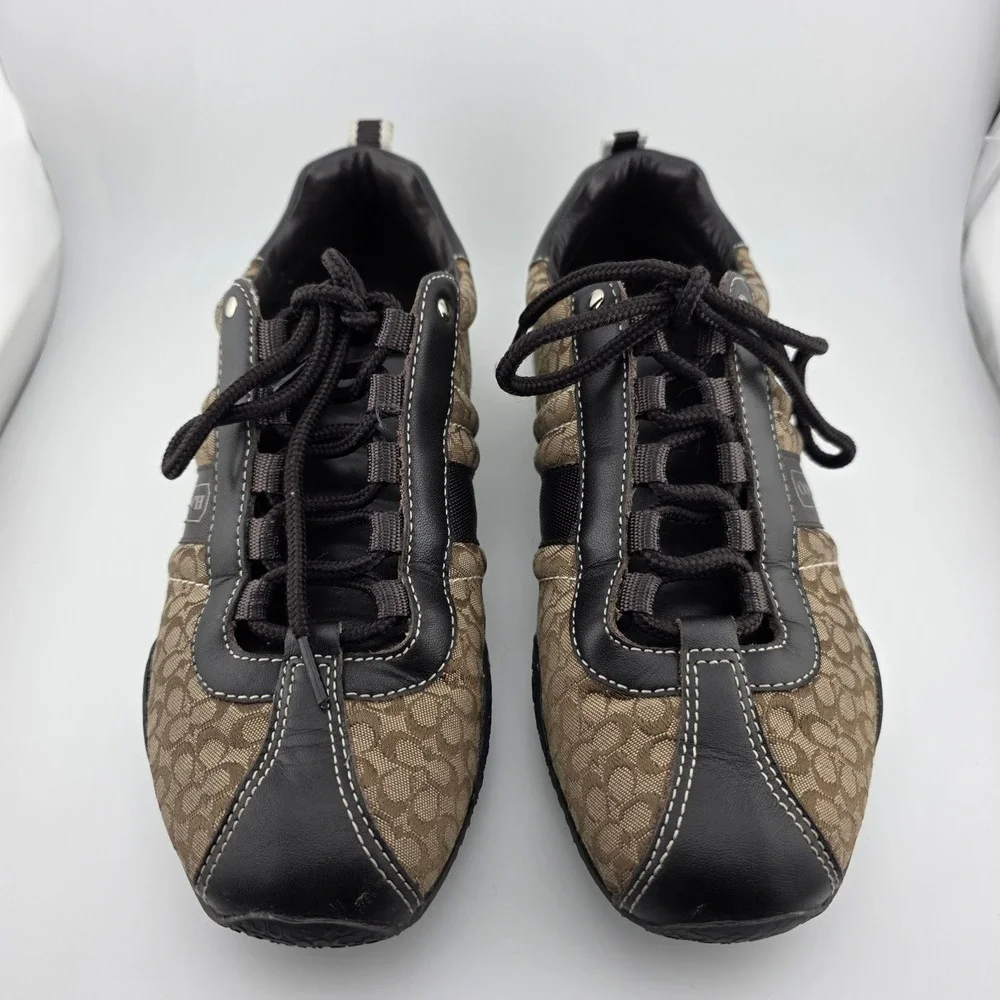 Coach Kelsie Signature‎ C Monogram Sneakers Women's 6.5 Canvas Leather Lace Up